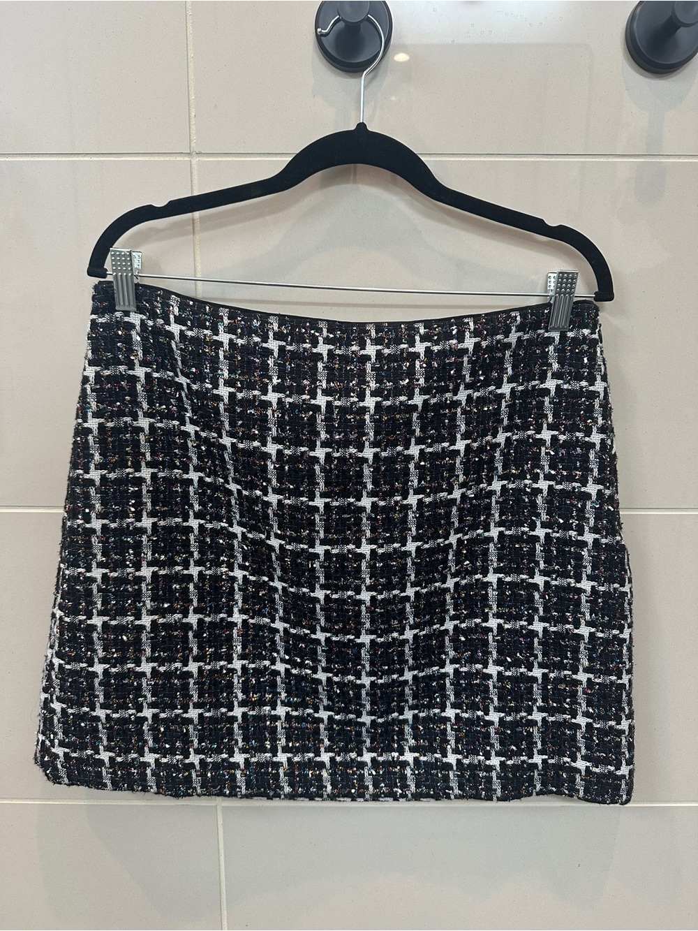 LOFT Black and White Tweed Mini Skirt